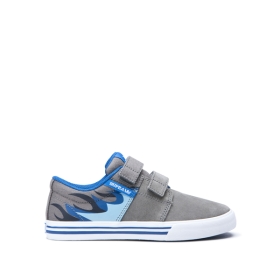 Supra STACKS II VULC VELCRO Lave Sneakers Barn Grå/Blå/Hvite | NO-79887